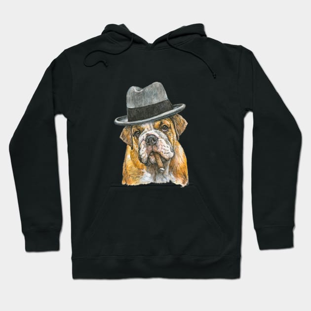 Bulldog as Winston Churchill Hoodie by Prairie Dog Print